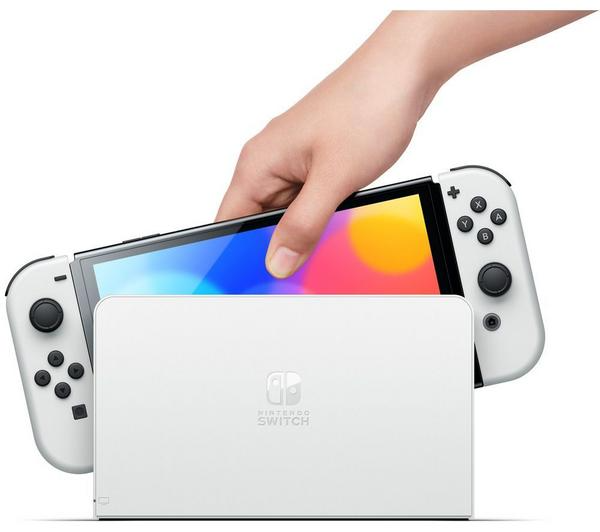 NINTENDO Switch OLED White, Mario Kart 8 Deluxe & Venom Joy-Con Racing Wheels Bundle