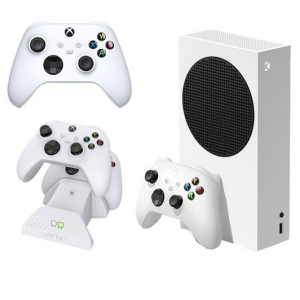 MICROSOFT Xbox Series S (512 GB), Additional White Controller & VS2871 Xbox Series X/S & Xbox One Twin Docking Station (White) Bundle