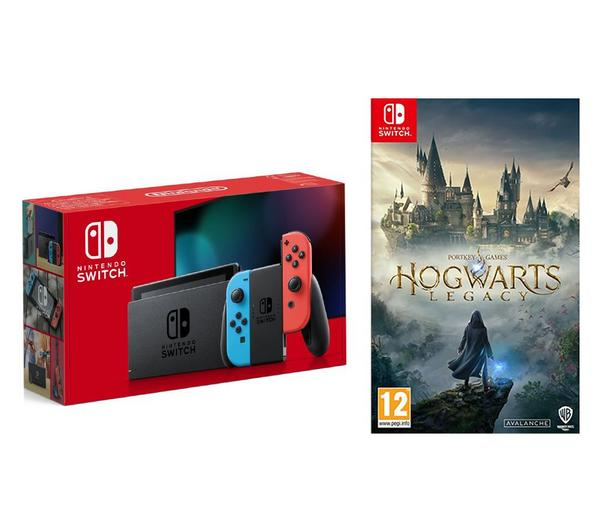 NINTENDO Switch (Neon Red and Blue) & Hogwarts Legacy Bundle