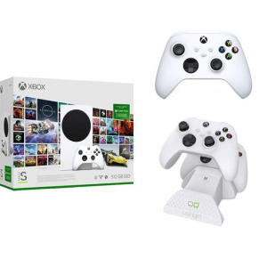 MICROSOFT Xbox Series S, Xbox Game Pass Ultimate (3 months), Wireless Controller (White) & Twin Docking Station Bundle