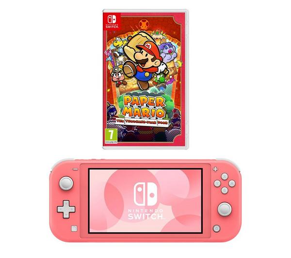 NINTENDO Switch Lite & Paper Mario: The Thousand-Year Door Bundle - Coral