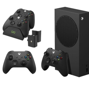 MICROSOFT Xbox Series S (1 TB), Additional Black Controller & VS2881 Xbox Series X/S & Xbox One Twin Docking Station (Black) Bundle