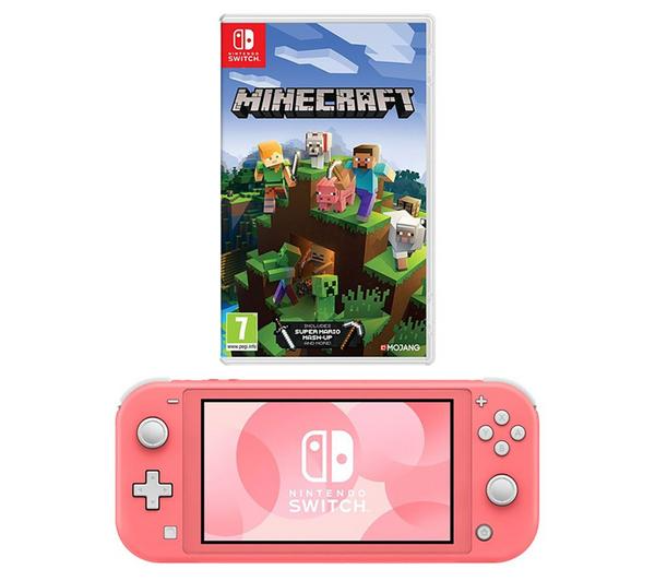 NINTENDO Switch Lite Coral & Minecraft Bundle