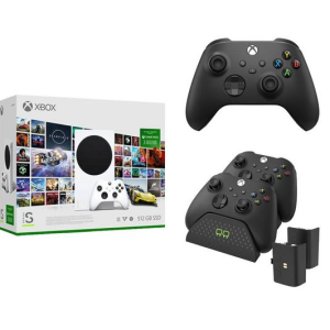 MICROSOFT Xbox Series S, Xbox Game Pass Ultimate (3 months), Wireless Controller (Black) & Twin Docking Station Bundle