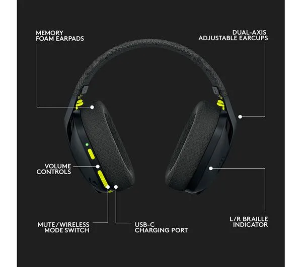 LOGITECH G435 Wireless Gaming Headset - Black