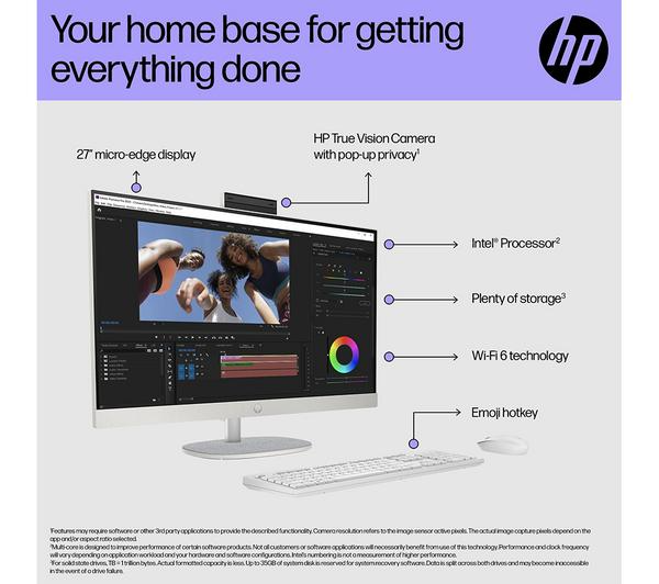 HP 27-cr0024na 27" All-in-One PC - Intel® Core™ i7, 512 GB SSD, White