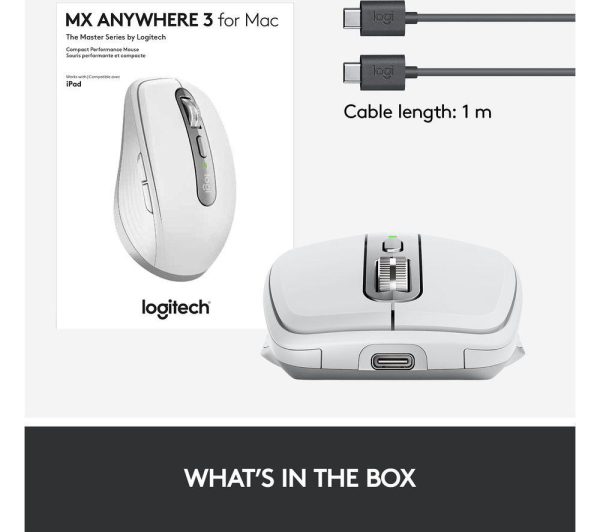LOGITECH MX Anywhere 3 for Mac Wireless Darkfield Mouse - Pale Grey
