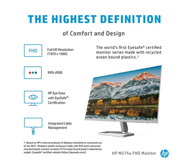 HP M27fw Full HD 27" IPS LCD Monitor - White