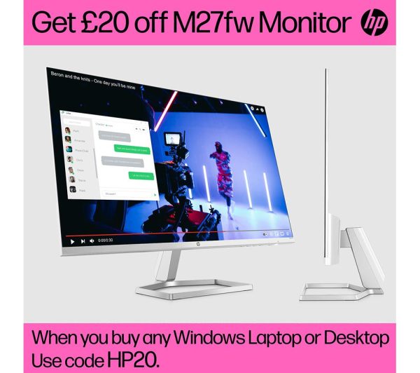 HP M27fw Full HD 27" IPS LCD Monitor - White
