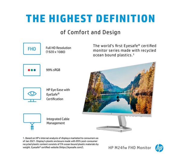 HP M24fw Full HD 23.8" IPS LCD Monitor - White