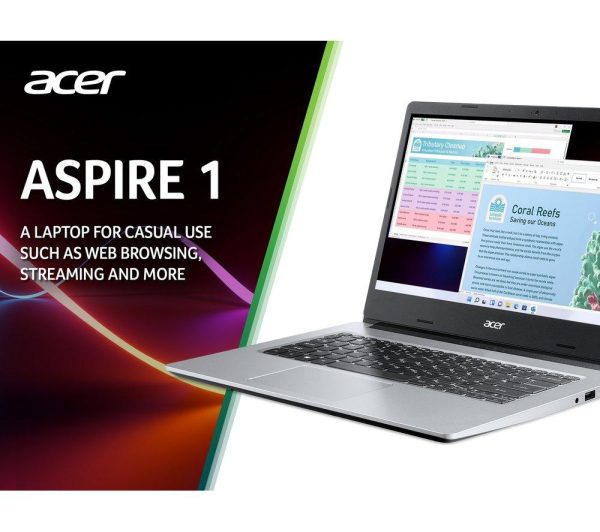 ACER Aspire 1 14" Laptop - IntelÂ® CeleronÂ®, 128 GB eMMC, Silver