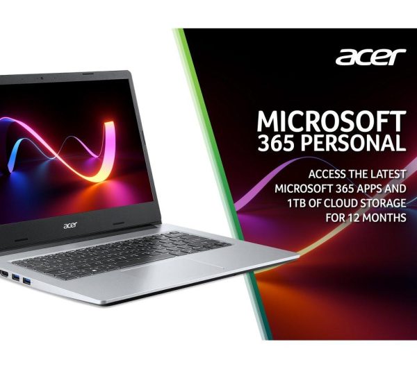 ACER Aspire 1 14" Laptop - IntelÂ® CeleronÂ®, 128 GB eMMC, Silver