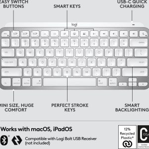 LOGITECH Wave Wireless Keyboard & Lift Vertical Ergonomic Optical Mouse Bundle