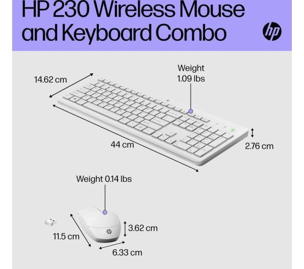 HP 230 Wireless Keyboard & Mouse Set - White