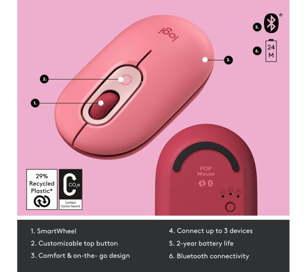 LOGITECH Pop Wireless Optical Mouse - Heartbreaker Rose