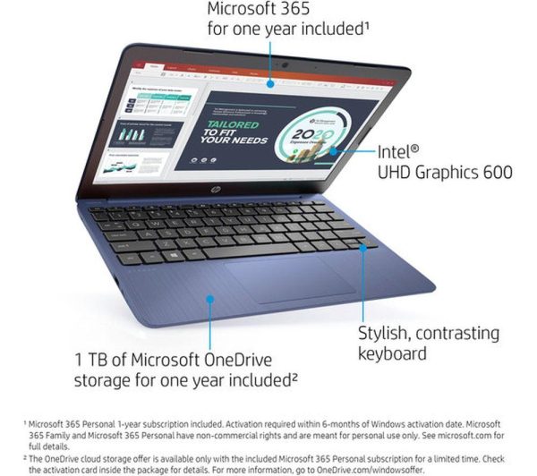 HP Stream 11-ak0516sa 11" Laptop - IntelÂ® CeleronÂ®, 64 GB eMMC, Blue