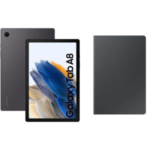 SAMSUNG Galaxy Tab A8 10.5" 4G Tablet (32 GB, Graphite) & Book Cover (Dark Grey) Bundle