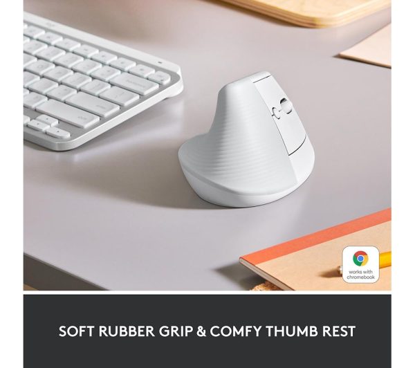 LOGITECH Lift Vertical Ergonomic Optical Mouse - White