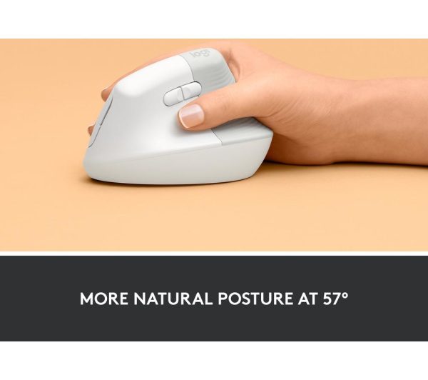 LOGITECH Lift Vertical Ergonomic Optical Mouse - White