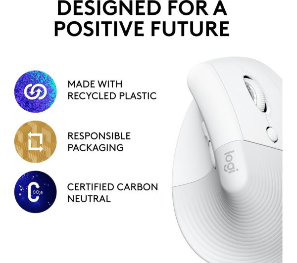 LOGITECH Lift Vertical Ergonomic Optical Mouse - White