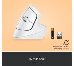 LOGITECH Lift Vertical Ergonomic Optical Mouse - White