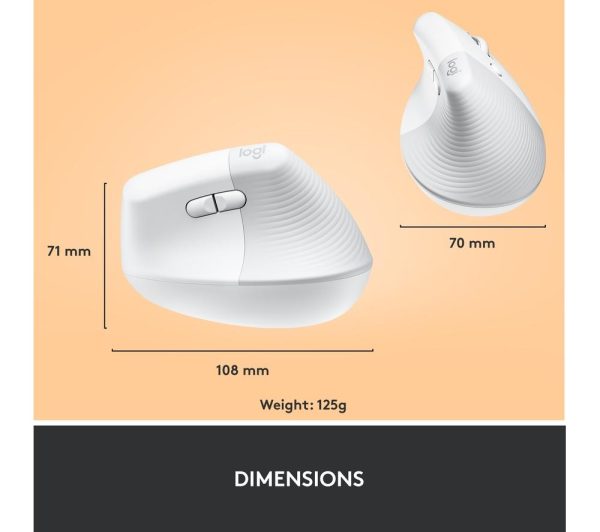 LOGITECH Lift Vertical Ergonomic Optical Mouse - White
