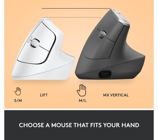 LOGITECH Lift Vertical Ergonomic Optical Mouse - White