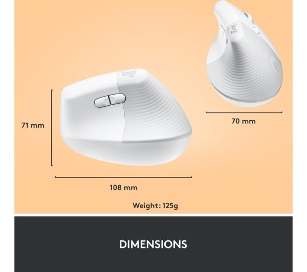 LOGITECH Lift Vertical Ergonomic Optical Mouse - White