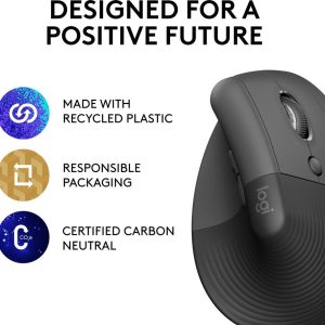 LOGITECH Lift Vertical Ergonomic Optical Mouse - Graphite