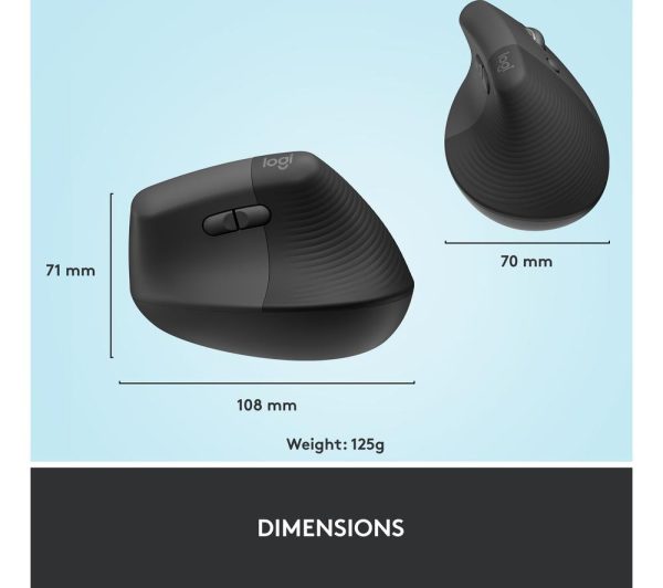 LOGITECH Lift Vertical Ergonomic Optical Mouse - Graphite