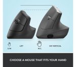 LOGITECH Lift Vertical Ergonomic Optical Mouse - Graphite