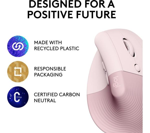 LOGITECH Lift Vertical Ergonomic Optical Mouse - Rose