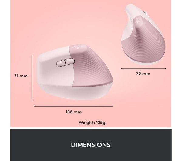 LOGITECH Lift Vertical Ergonomic Optical Mouse - Rose