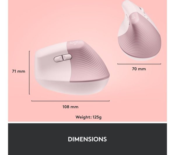 LOGITECH Lift Vertical Ergonomic Optical Mouse - Rose