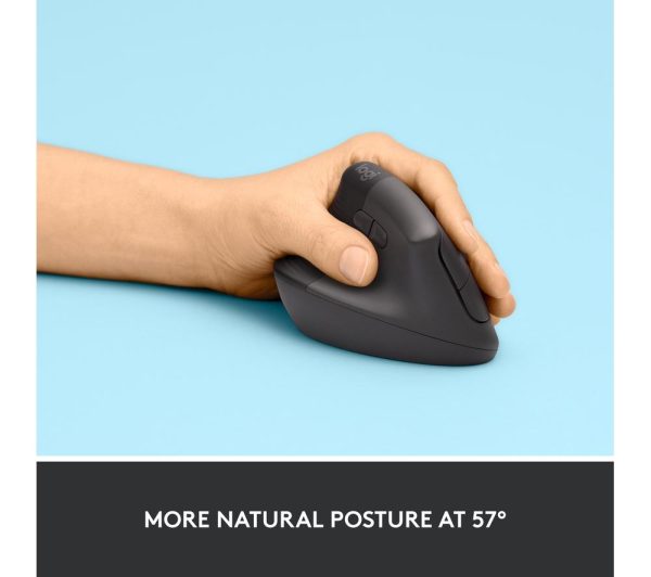 LOGITECH Lift Vertical Ergonomic Optical Mouse - Graphite, Left-Handed