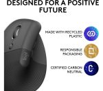 LOGITECH Lift Vertical Ergonomic Optical Mouse - Graphite, Left-Handed