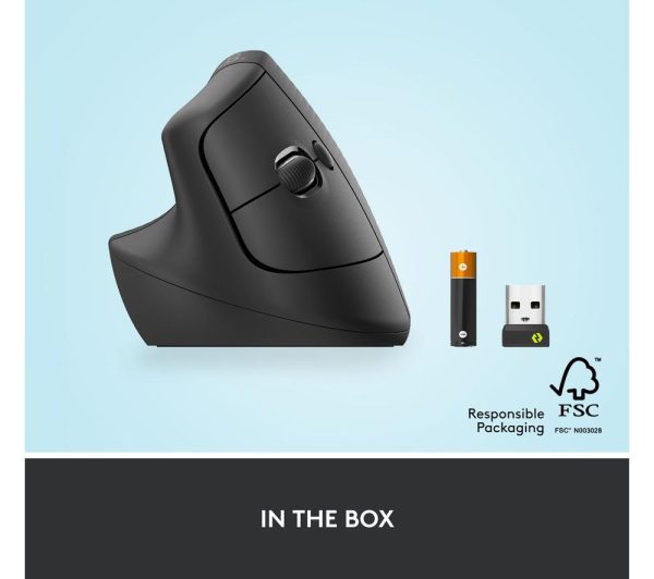LOGITECH Lift Vertical Ergonomic Optical Mouse - Graphite, Left-Handed