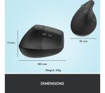 LOGITECH Lift Vertical Ergonomic Optical Mouse - Graphite, Left-Handed