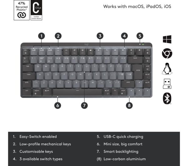 LOGITECH MX Wireless Mechanical Keyboard - Graphite