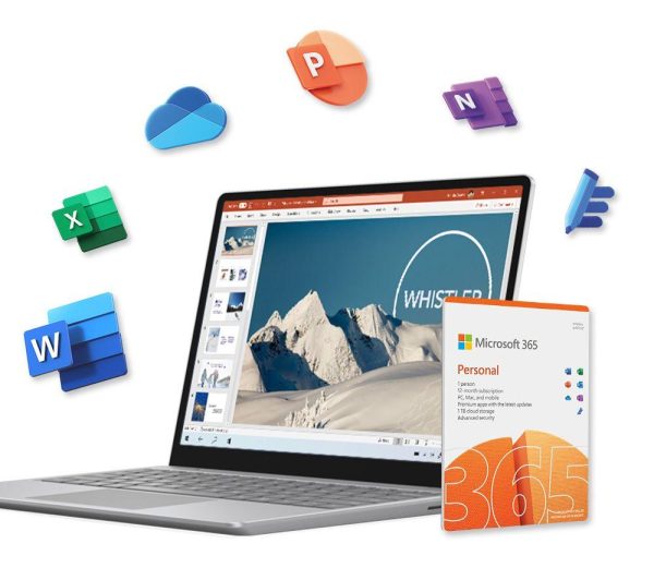 MICROSOFT 12.4" Surface Laptop Go 2 Platinum & 365 Personal - 15 Months, 1 User, 5 Devices Bundle