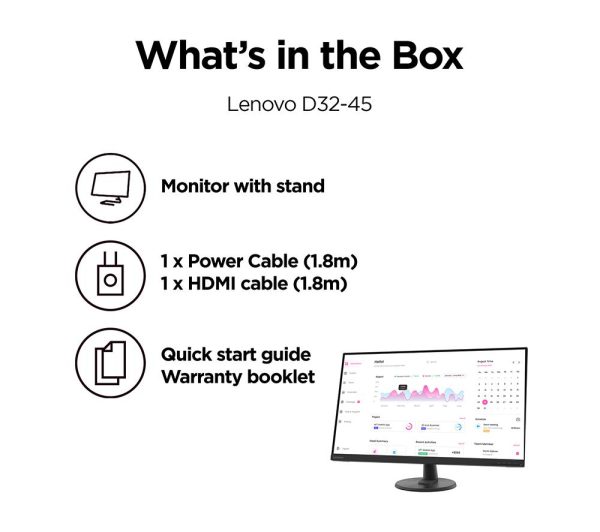 LENOVO D32-45 67A0GAC2UK Full HD 31.5" VA LCD Monitor - Black