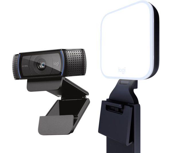 LOGITECH Pro C920 Full HD Webcam & Litra Glow Streaming Light Bundle