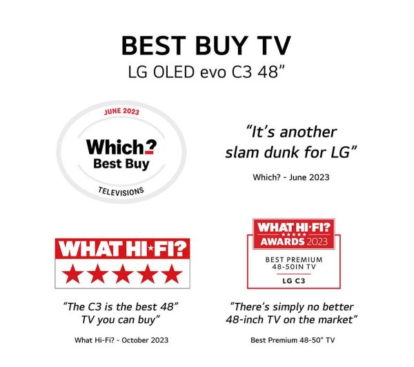 LG OLED48C34LA 48" Smart 4K Ultra HD HDR OLED TV with Amazon Alexa