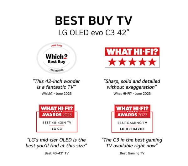 LG OLED42C34LA 42" Smart 4K Ultra HD HDR OLED TV with Amazon Alexa
