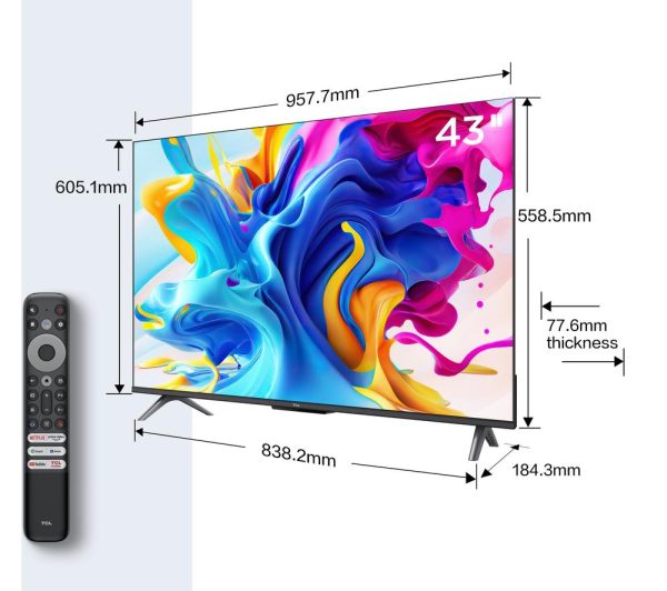 TCL 43C645K 43" Smart 4K Ultra HD HDR QLED TV with Google Assistant