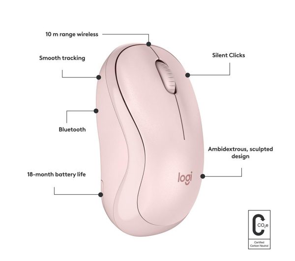 LOGITECH M240 Silent Wireless Optical Mouse - Rose