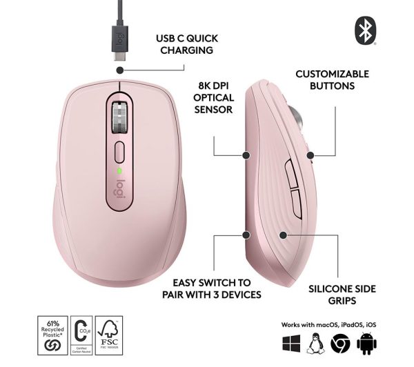 LOGITECH MX Anywhere 3S Wireless Darkfield Mouse - Rose