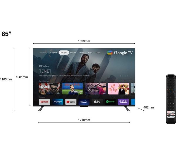 TCL 85C645K 85" Smart 4K Ultra HD HDR QLED TV with Google Assistant