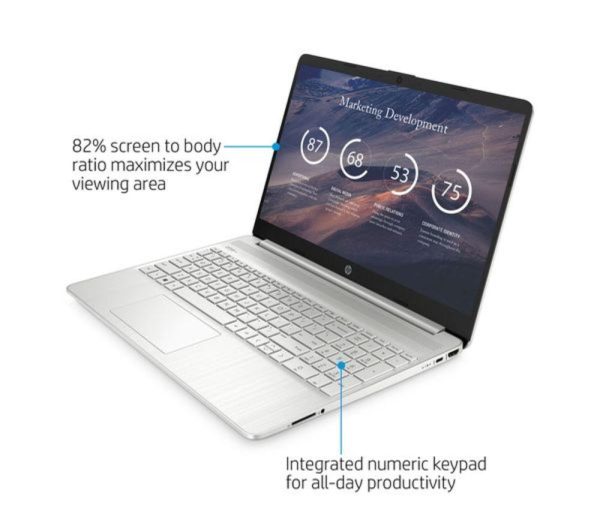 HP 15s-eq2504sa 15.6" Refurbished Laptop - AMD Ryzen 5, 256 GB SSD, Silver (Very Good Condition)
