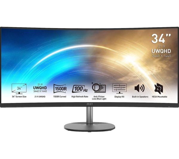 MSI PRO MP341CQ Wide Quad HD 34" Curved VA Monitor - Black